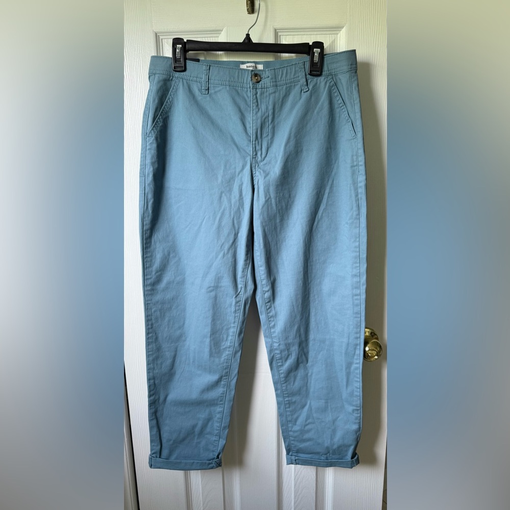Kensie Jeans Women's Mid Rise Chino Trouser Dusty Blue Size 10 New with Tags